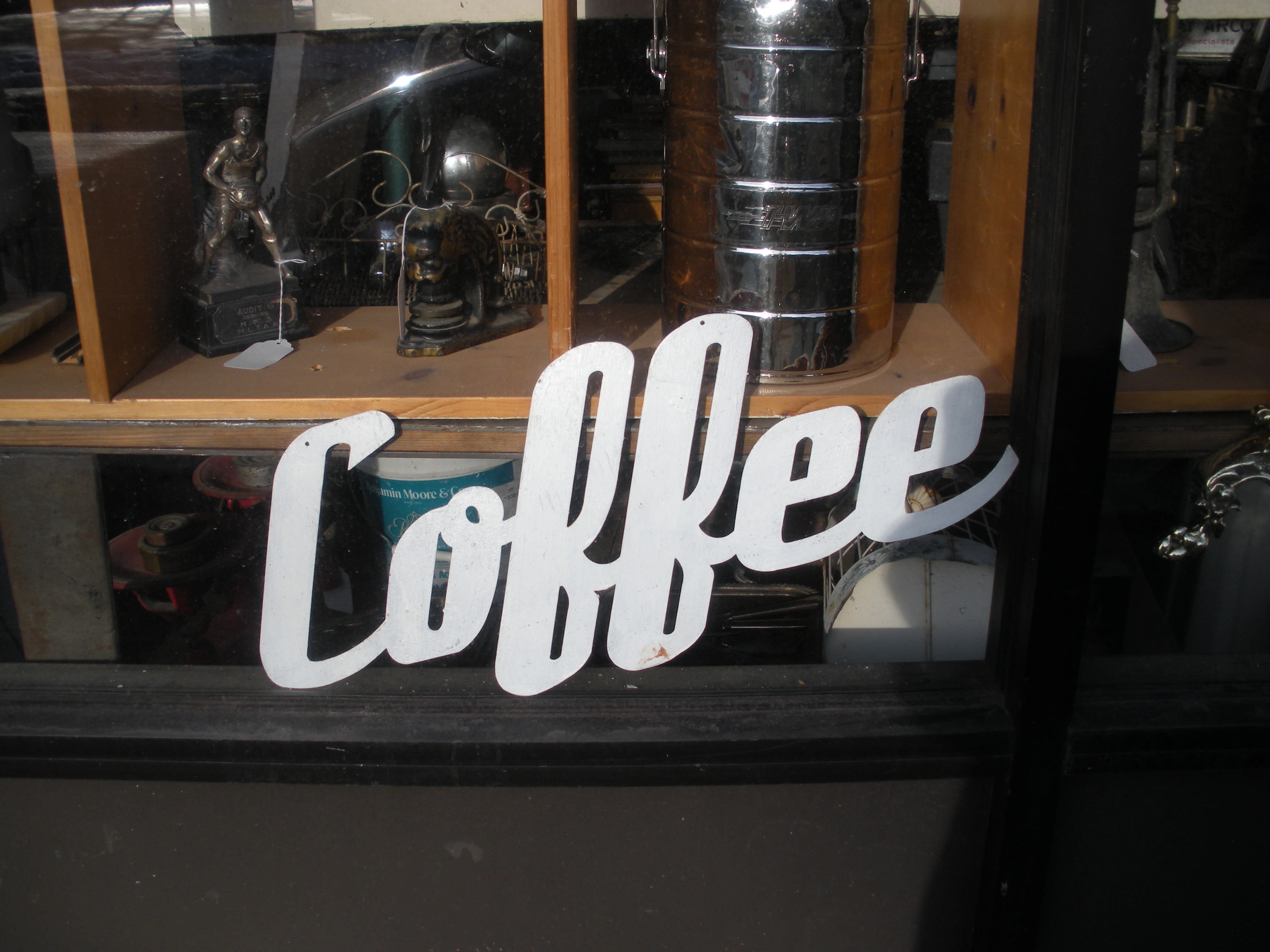 Coffee sign, scripted metal