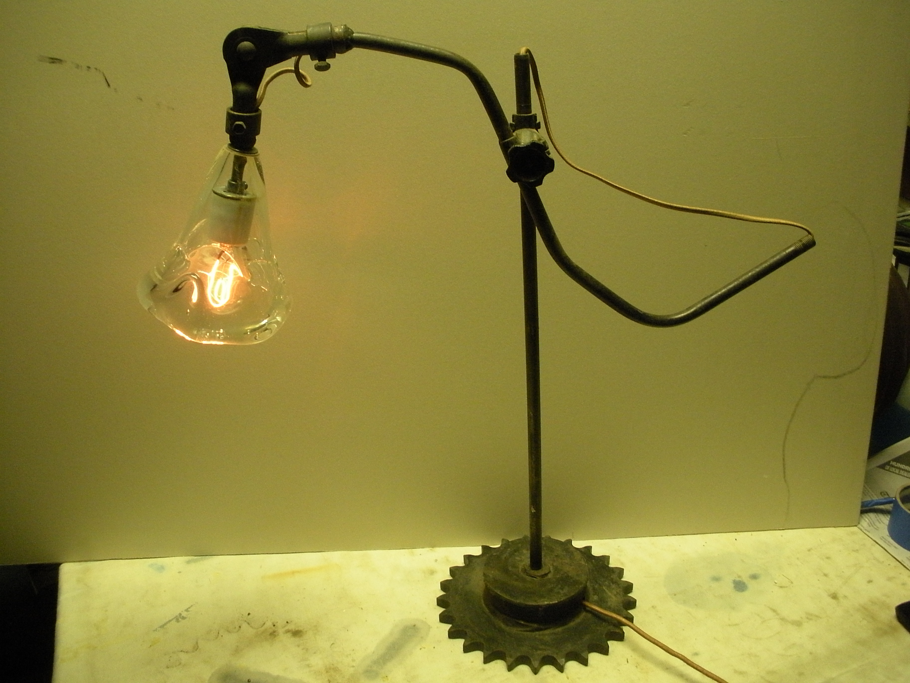 Desk lamp with hand blown shade